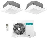 Climatizzatore Condizionatore Hisense Dual Split Inverter a Cassetta 9+9 con 2AMW52U4RXC R-32 Wi-Fi Optional 9000+9000 con Telecomando e Pannello Incluso