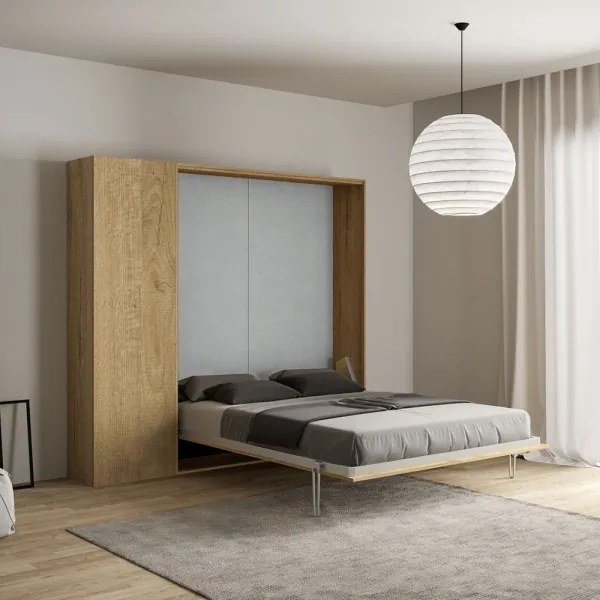 Letto a scomparsa matrimoniale 160 cm con colonna Quercia KENTARO