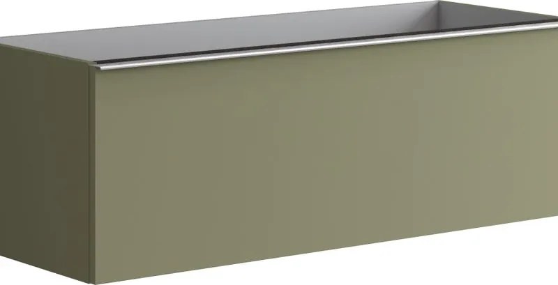 Mobile da bagno sospeso sotto lavabo L 120 x H 40 x P 45.5 cm verde salvia laccato, 2 cassetti Pixel plain