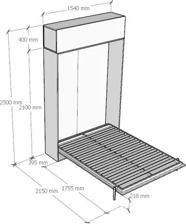 Letto alla francese a scomparsa 140 cm con pensile Noce KENTARO