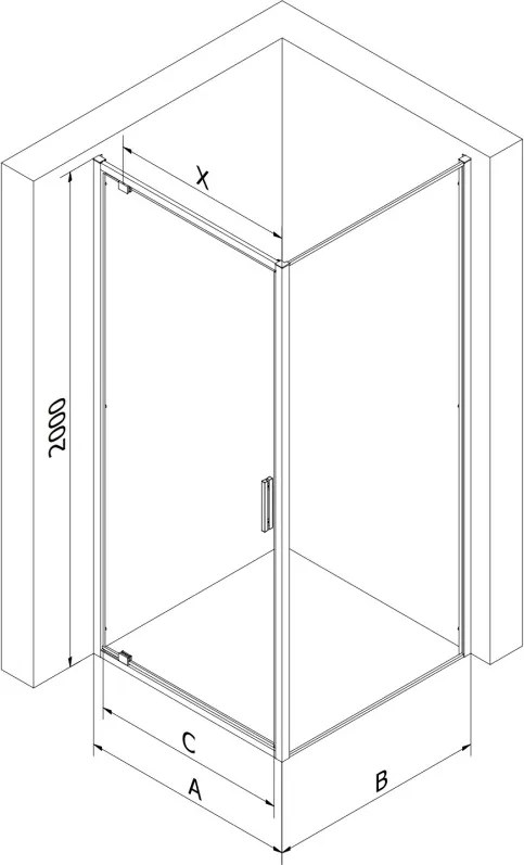 Mexen Exo-BR cabina doccia ribaltabile 100 x 100 cm, trasparente, nera - 8181-100-100-70-00