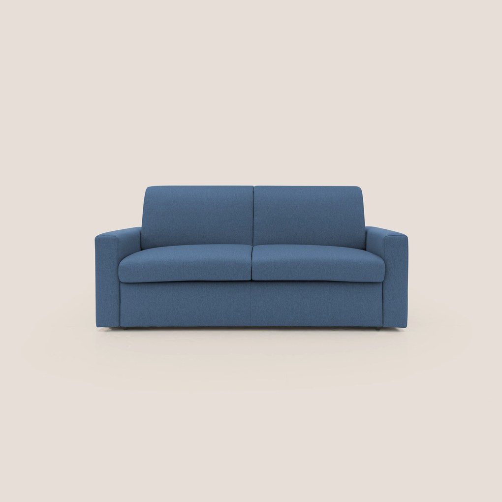 Kansas Divano letto matrimoniale alto 20 cm in tessuto impermeabile misto cotone T13 blu