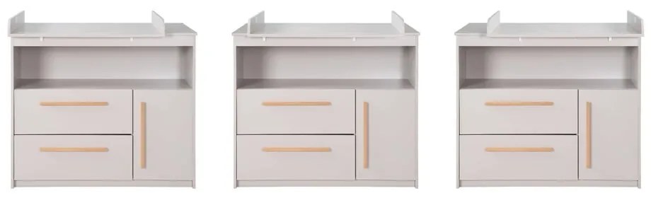 Cassettiera per bambini grigio chiaro con fasciatoio 107x98x75 cm Lea – Roba