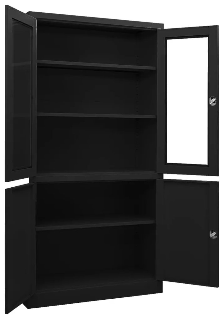 Armadio per ufficio nero 90x40x180 cm in acciaio