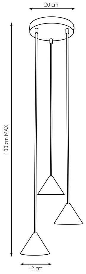 Lampadario a Sospensione in Acciaio ELIT 3 PREMIUM Nero 3xGX53 Colore del corpo Nero
