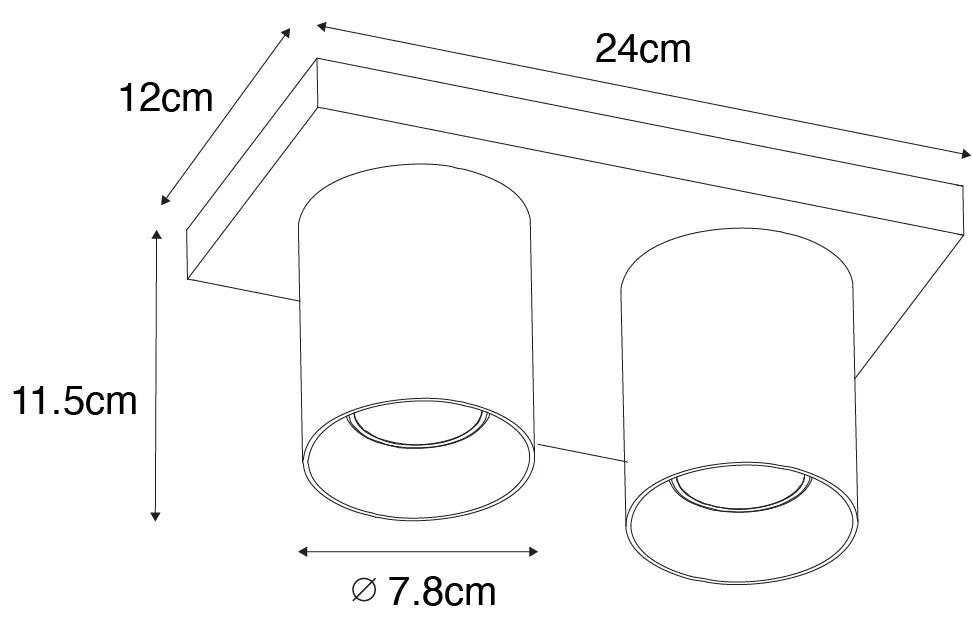 Faretto da soffitto moderno bianco 2 luci - Tubo