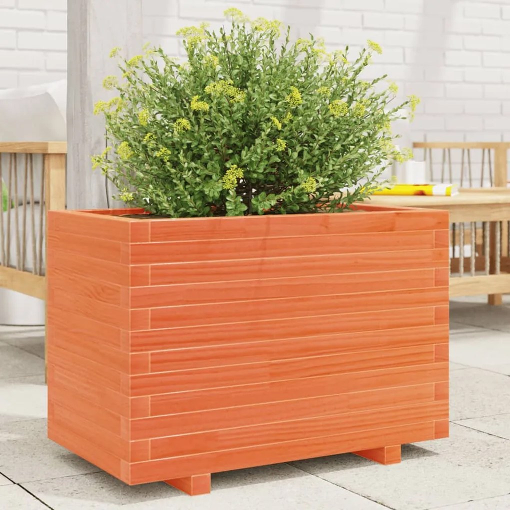 Fioriera Giardino Marrone Cera 70x40x49,5cm Legno Massello Pino /