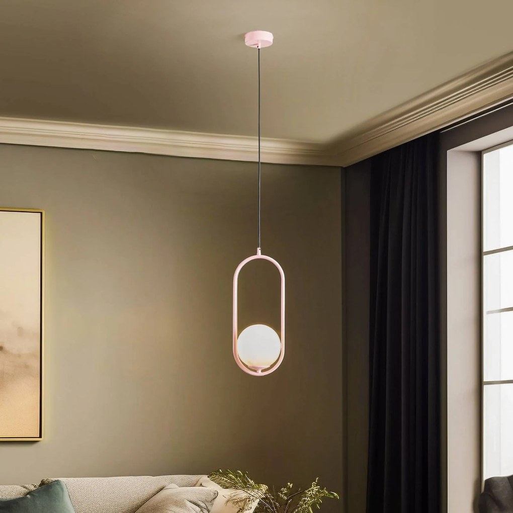 Jupiter Lampada a sospensione Samba, 1 luce, rosa/bianco