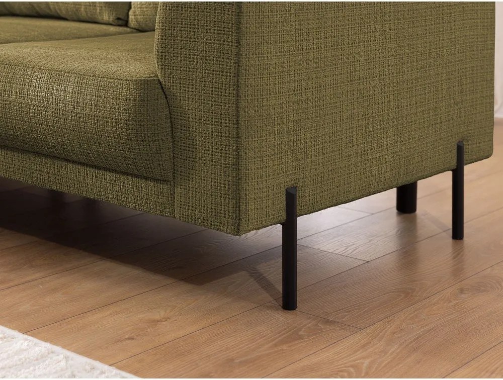 Divano angolare verde (con penisola a sinistra/a L) con rivestimento in ciniglia Mauris – Ropez