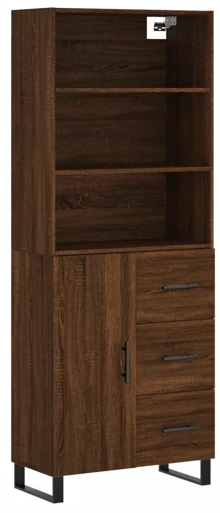 Credenza rovere marrone 69,5x34x180 cm in legno multistrato