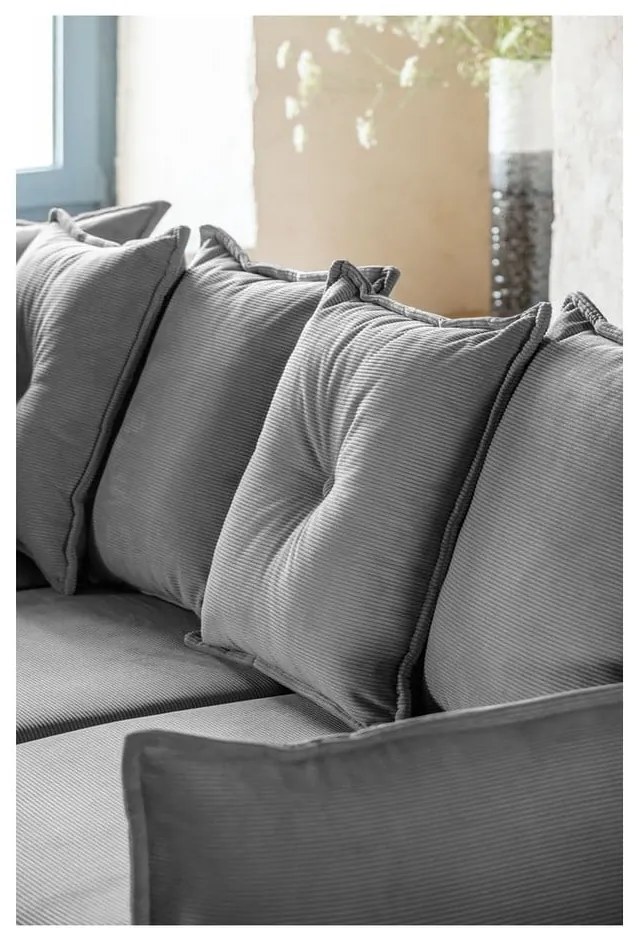 Divano letto angolare in velluto a coste grigio (variabile) Lazy Lukka - Miuform