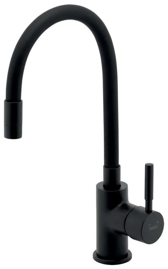 FERRO - Rubinetto per lavello con braccio flessible opaco nero