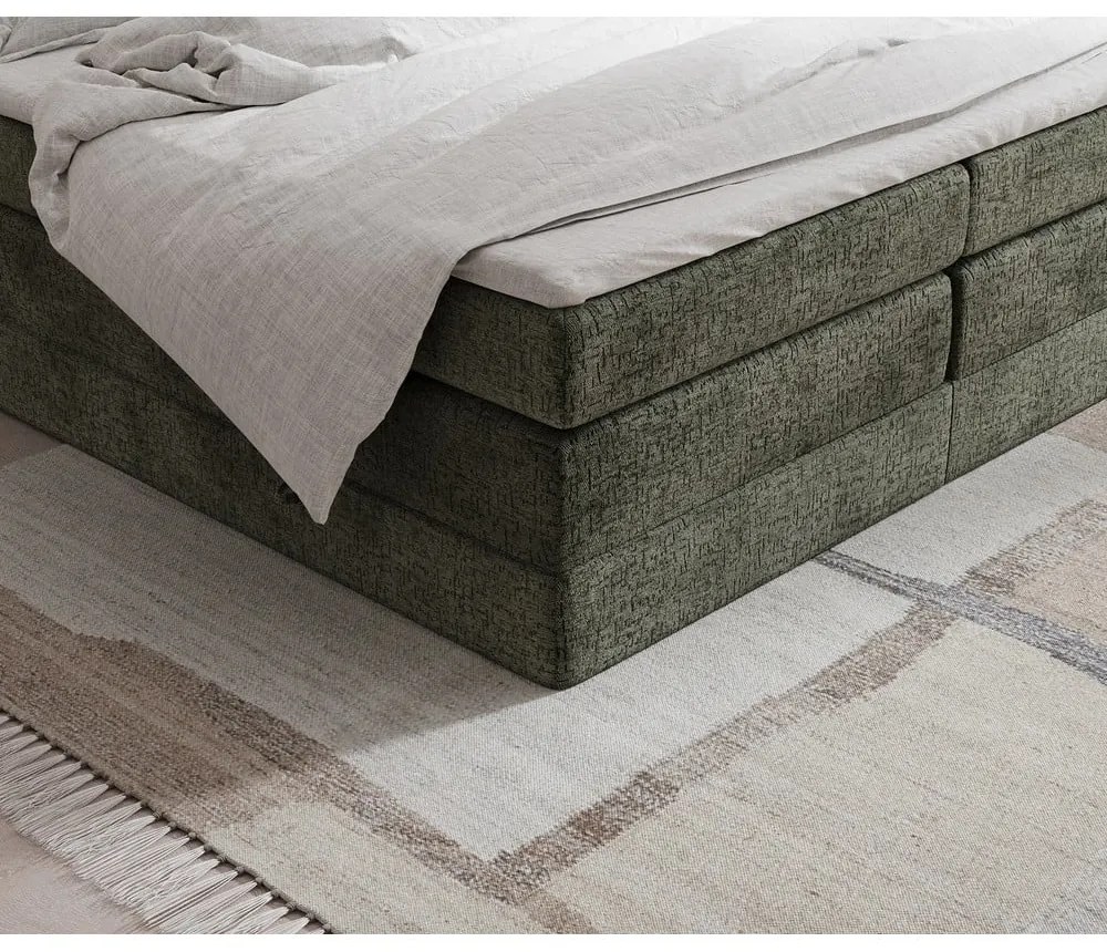 Letto boxspring verde scuro con contenitore/senza testiera 140x200 cm Juniper – Maison de Rêve