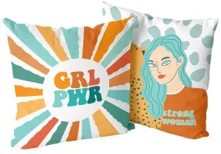 Fodera per cuscino HappyFriday Aware Girl power Multicolore 50 x 50 cm 2 Pezzi