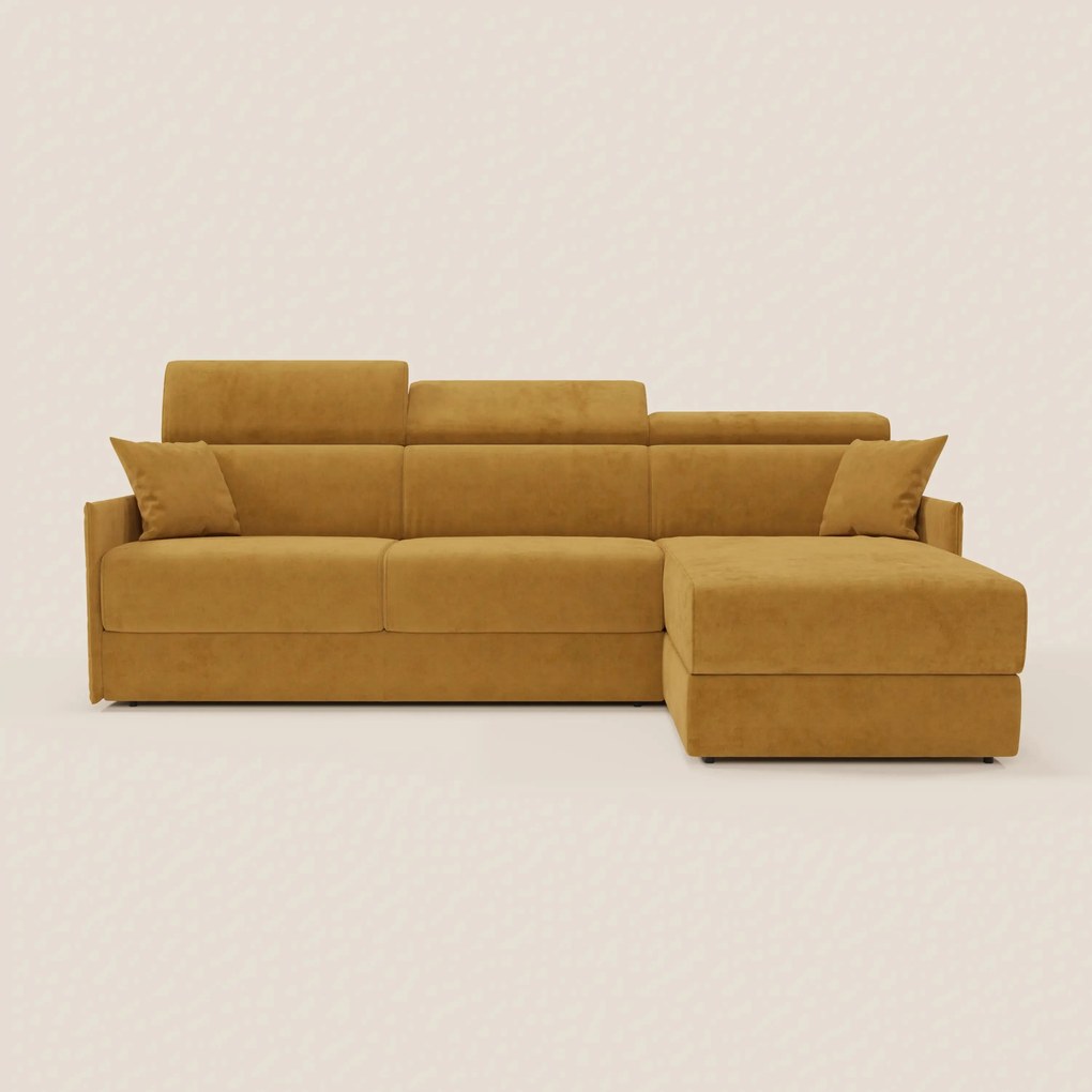 Miryam divano letto angolare compatto - poggiatesta reclinabili e penisola contenitore in tessuto smacchiabile T31