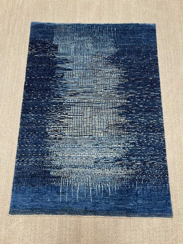 Loribaft Tappeto 100x150 Blu (Iran) Annodato A Mano
