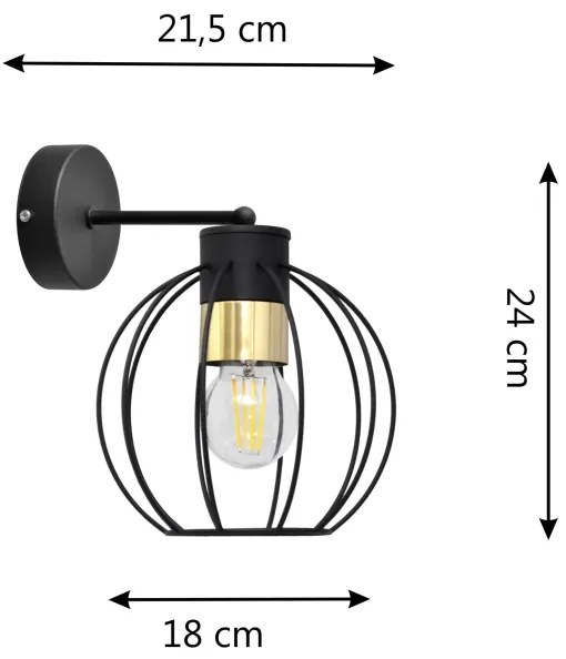 Applique STARLIGHT 1xE27/15W/230V nero/oro