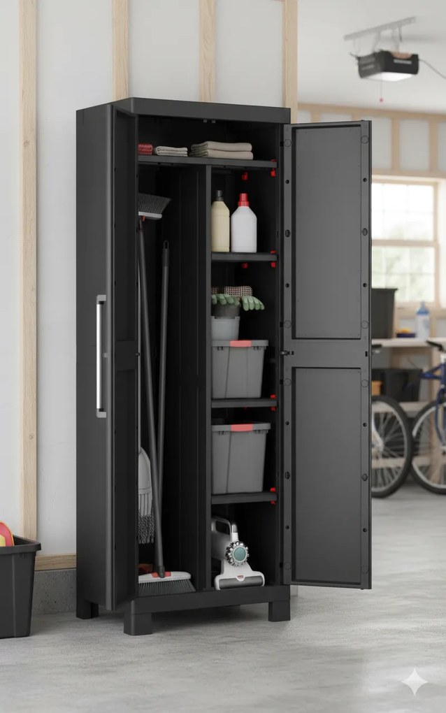 Armadio in Resina 4 Ripiani 65x45x182 cm Keter Detroit Portascope Nero...