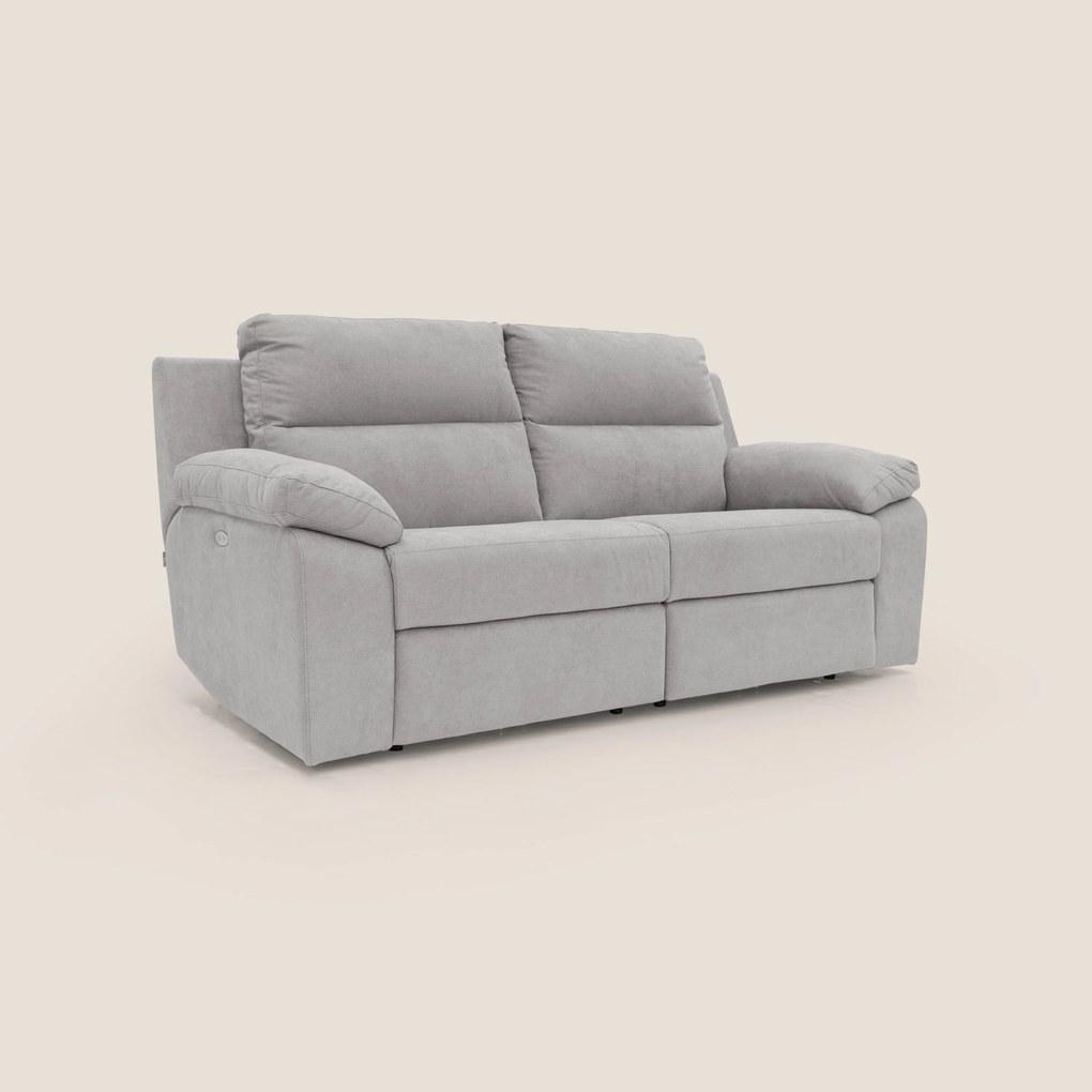 Romeo Divano relax con recliner elettrico in morbido tessuto impermeabile T02 grigio chiaro