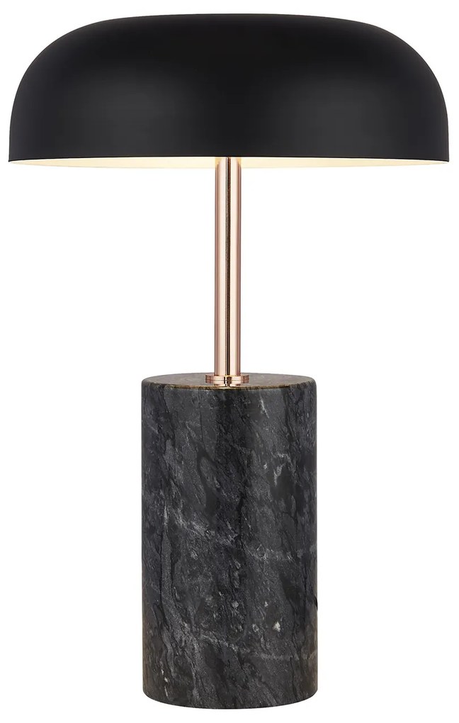 Lampada Scrivania Contemporanea Francoforte Acciaio Grigio Marmo Nero 1 Luce E14