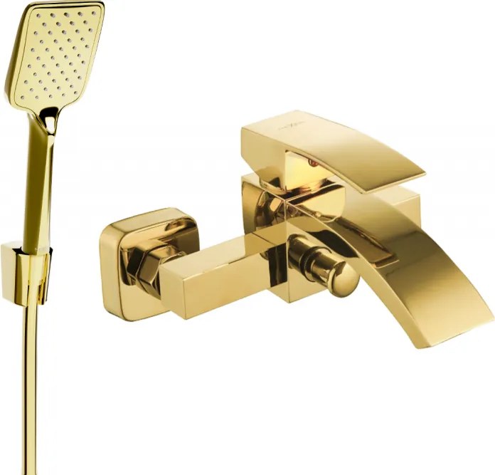 Mexen Libra R62 rubinetto per vasca da bagno con set doccia, dorato - 74513R62-50
