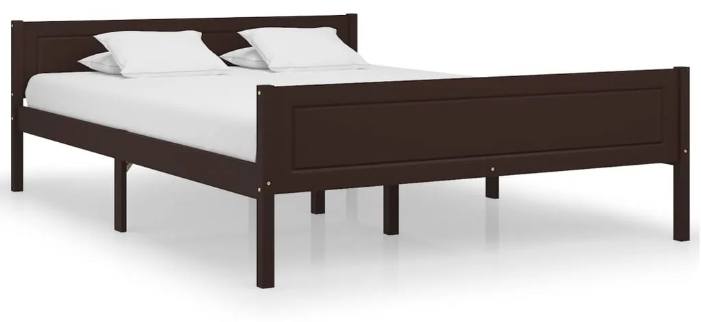 Giroletto Marrone Scuro İn Legno Massello Di Pino 160x200 Cm /