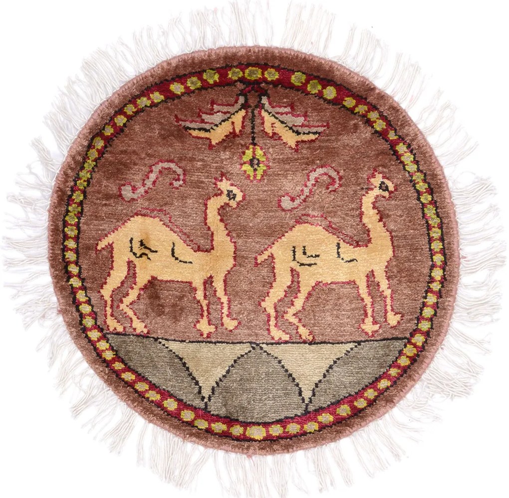 Agra Tappeto 40x40 Rosa (Indian) Annodato A Mano