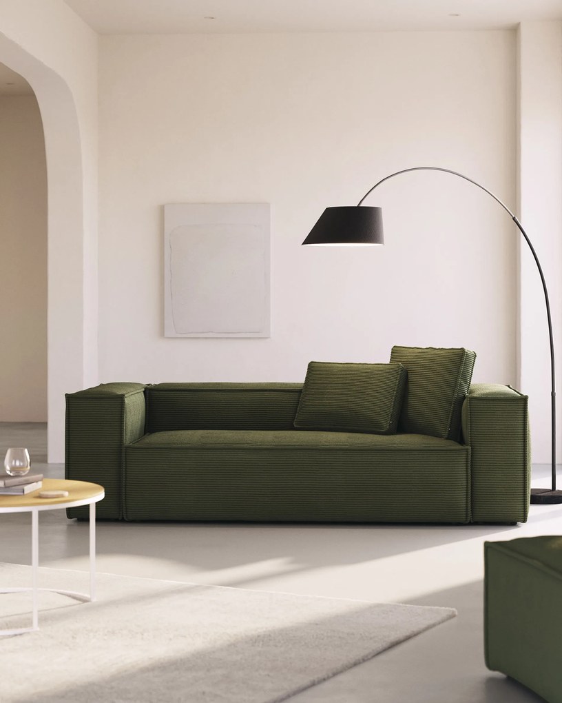 Kave Home - Cuscino Blok in velluto a coste spesso verde 50 x 60 cm