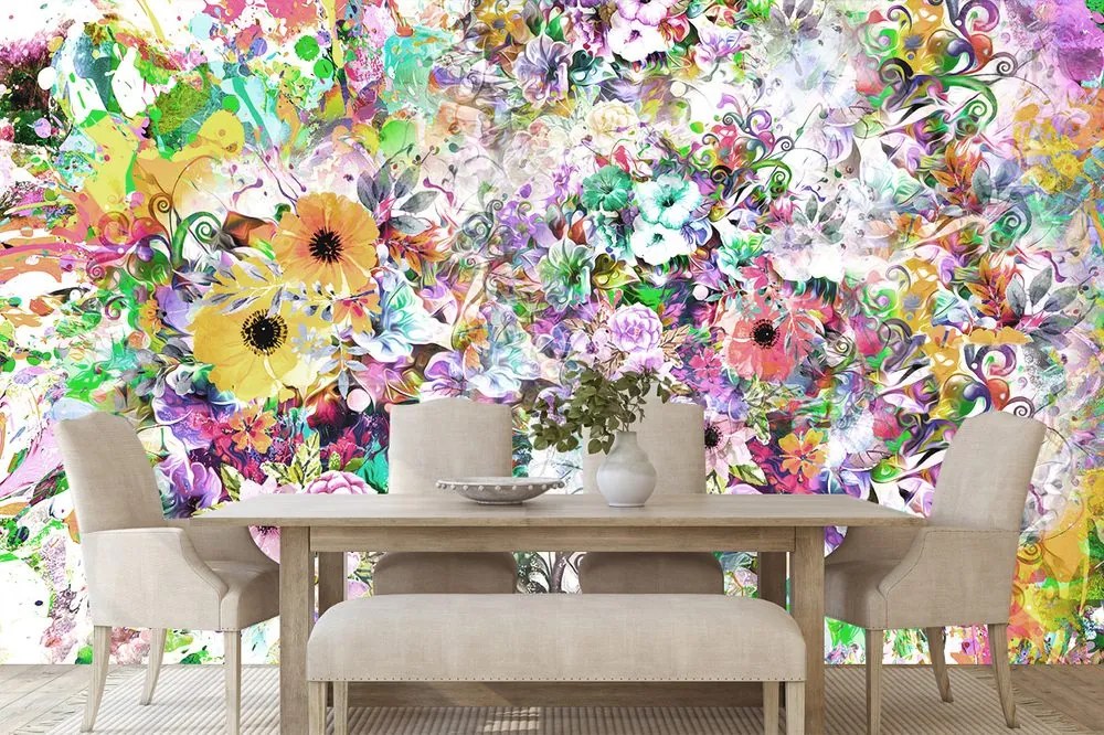 Carta da parati – Fiori multicolori