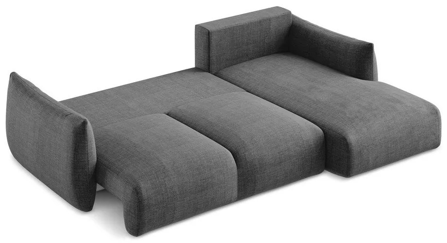 Divano angolare grigio scuro allungabile (con penisola a destra/con chaise lounge) Leila – Makamii