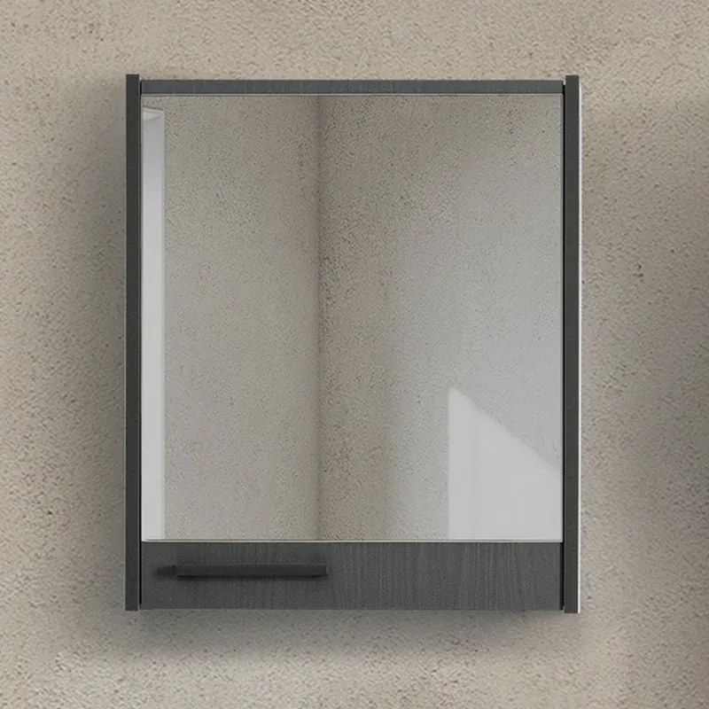 Mobile bagno sospeso 55 cm grigio effetto legno con armadietto a specchio Sofia