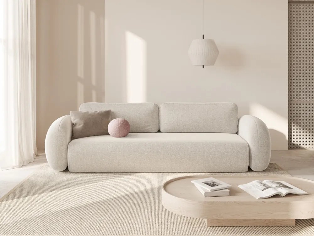 Divano letto Tonale 3 posti con vano contenitore in tessuto strutturato – L262 cm