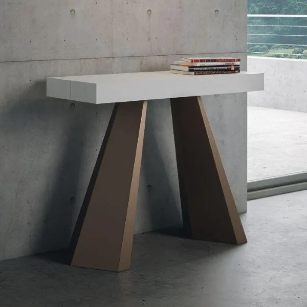 Consolle allungabile DIAMANTE 90x40/300 cm Bianco Frassino telaio Orso