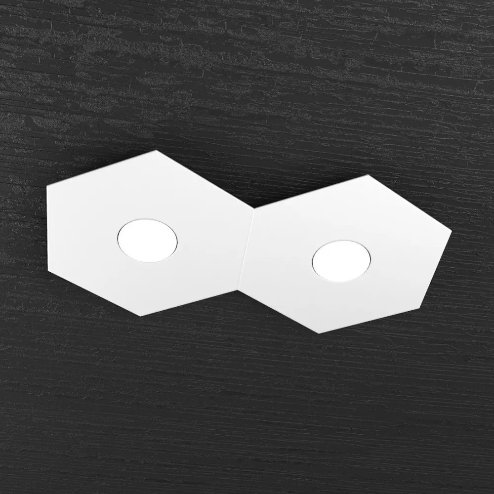 Plafoniera Moderna Hexagon Metallo Bianco 2 Luci Led 12X2W