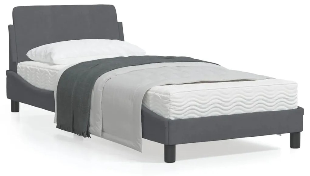 Giroletto Senza Materasso Grigio Scuro 90x190 Cm Velluto /