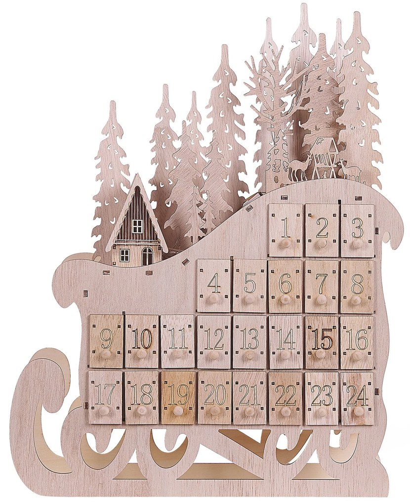 Calendario avvento LED legno chiaro IMPALA Beliani