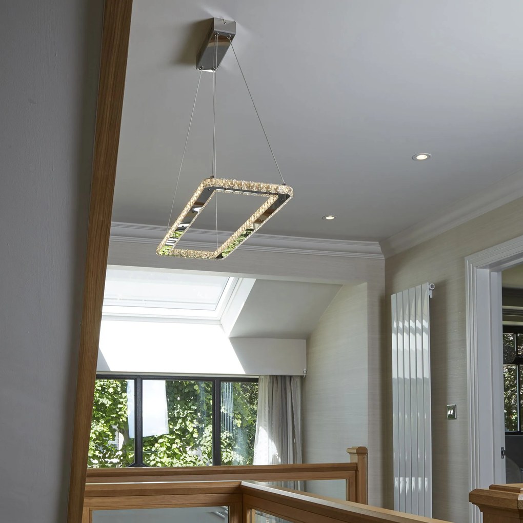 Lampadario Contemporaneo Trifoglio Acciaio Cromo Led 37W 3000K