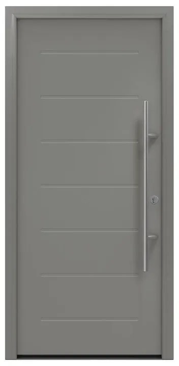 Portoncino d'ingresso HORMANN Iso Pro Secur 015 L 90 x H 210 cm in acciaio grigio, apertura tirare a sinistra