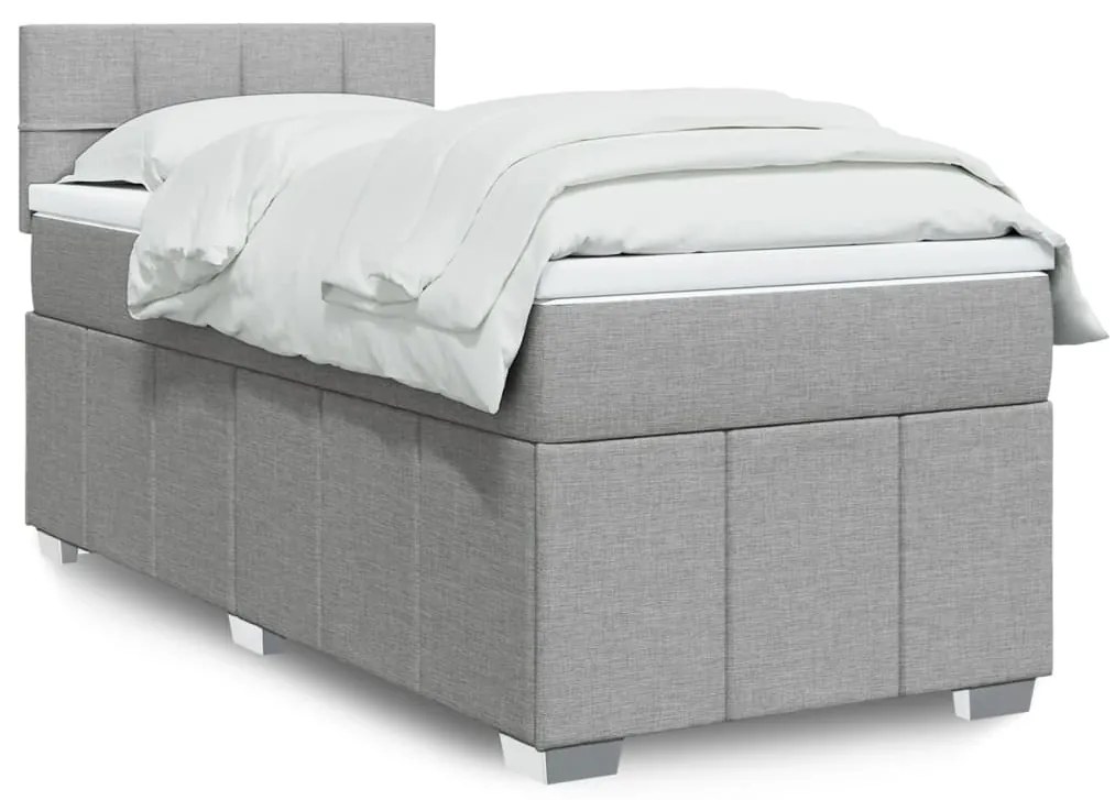 Giroletto A Molle Con Materasso Grigio Chiaro 80x200 Cm Tessuto /