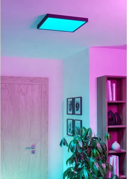 Eglo 901728 - LED RGBW dimmerabile, plafoniera fumé FUEVA-Z LED/17,8W/230V 39,9cm IP44 nero