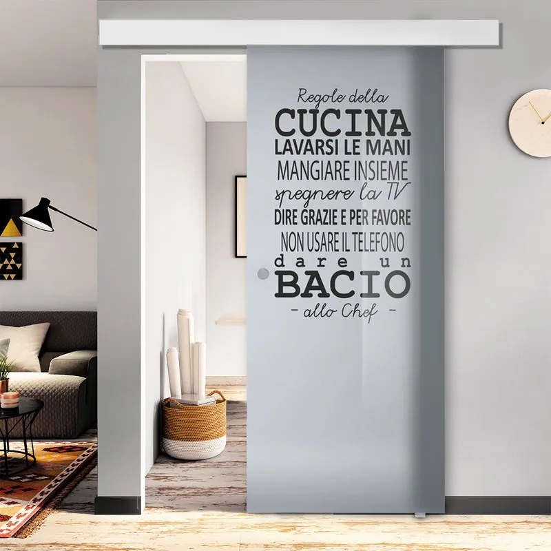 Porta scorrevole Regole Tel. in alluminio multicolore, L 96 x H 215 cm, con binario Atelier bianco Destra