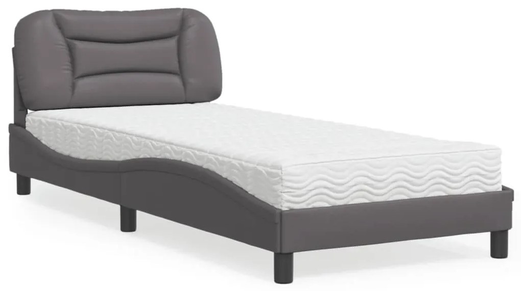 Letto con materasso grigio 90x190 cm in similpelle