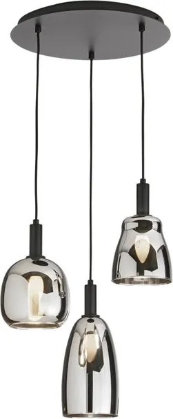 Lampadario Design I-WEIZEN-S3 nero paralume cromo 3x E14 Ø35cm LUCE AMBIENTE DESIGN