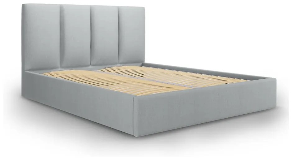 Letto matrimoniale imbottito grigio con contenitore con griglia 180x200 cm Juniper - Mazzini Beds