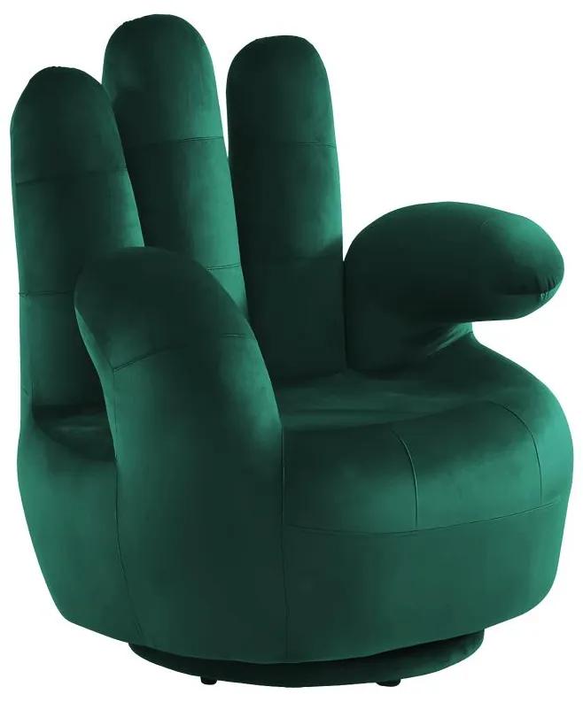 Poltrona a forma di mano girevole in velluto Verde scuro - CATCHY