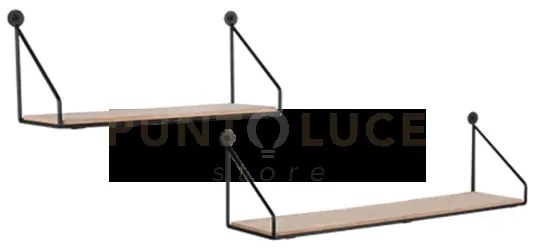 Diana set di 2 mensole 45cm e 30cm legno e metallo nero