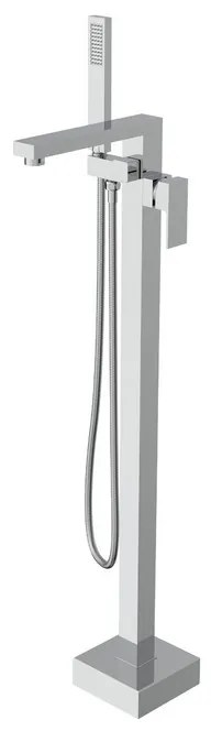 Kamalu - Miscelatore da terra in acciaio inox lucido con doccetta e flessibile | KAM-DIANA CROMO