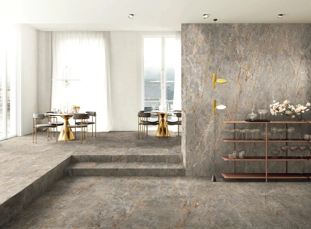 Gres Porcellanato Effetto Marmo Grigio Venato Lucido 60X60 - Esan764