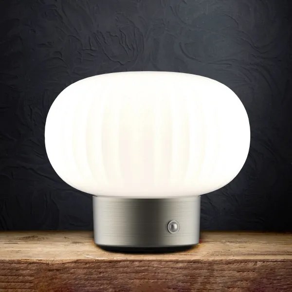 Lampada da tavolo LED dimmerabile con funzione Touch LATTE LED/1,8W/5V USB 2000 mAh cromo/bianco