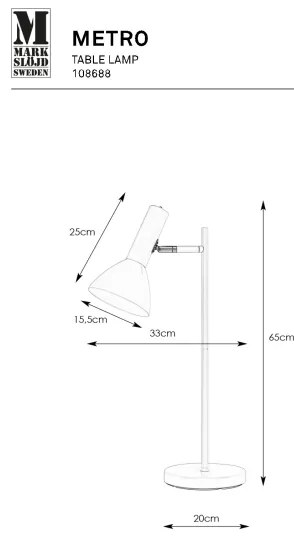 Markslöjd 108688 - Lampada da tavolo METRO 1xE27/40W/230V bianco